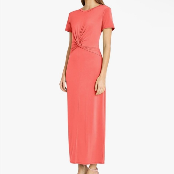 DONNA MORGAN Coral Twist-Front Maxi Dress Size 4 - Picture 1 of 10